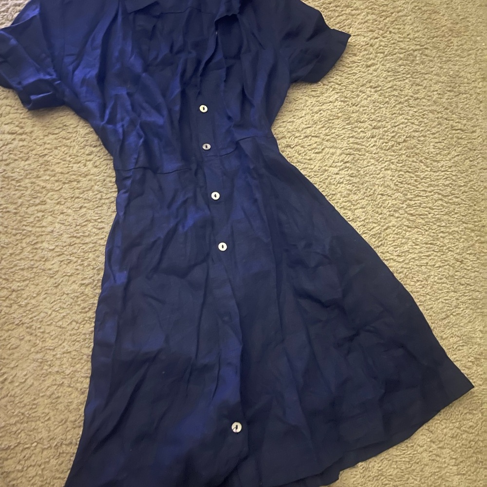 Never Worn!! Elegant Navy Blue Button-Up Dress